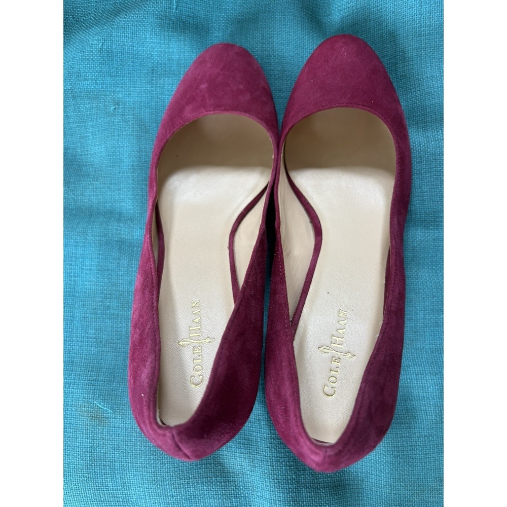 Cole Haan Wedge Heels Red/ Cranberry Suede 8.5 B Women's